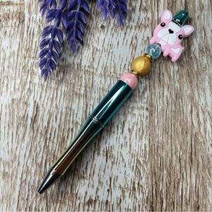 Writing Frenchie Dog Pen Beaded Silicone Gift Custom Handmade Office Supplies